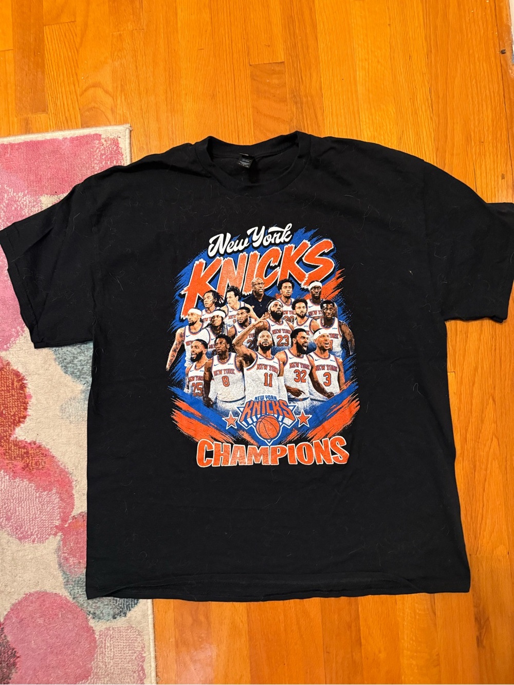 Gildan Black New York Knicks Orange & Blue Champions Team Graphic Tee